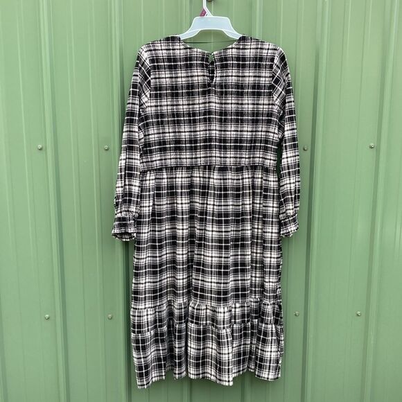 Women's Plus Size Tiered Peasant Plaid Lightweight Comfy Midi Dress Size 2X - Picture 8 of 8